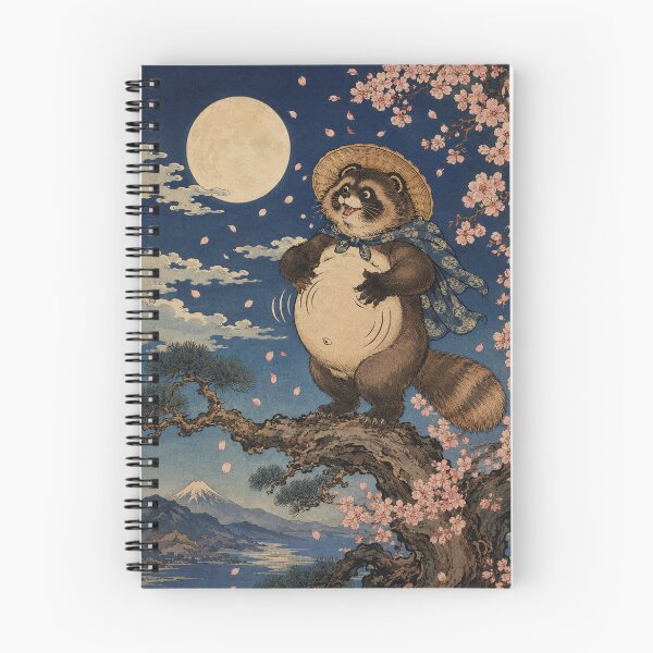 Item preview, Moonlight Drummer - Vintage Japanese Tanuki Ukiyo-e Woodblock designed and sold by bapupa.
