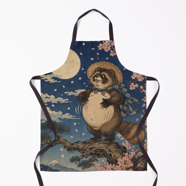 Item preview, Moonlight Drummer - Vintage Japanese Tanuki Ukiyo-e Woodblock designed and sold by bapupa.