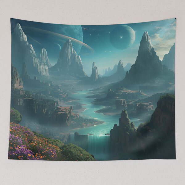 Item preview, Floating Titans Fantasy Sci-Fi Landscape designed and sold by Luminous Wilds.