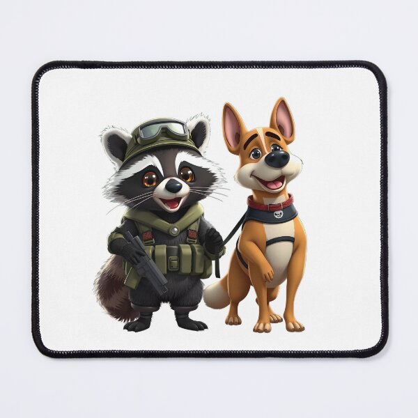 Item preview, Raccoon Commando & Loyal Pup — The Unlikely Patrol Duo designed and sold by Les-Ink-Studio.