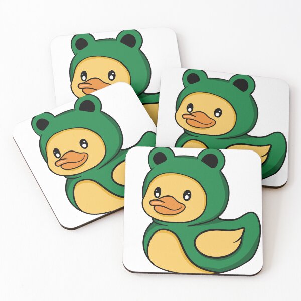 Item preview, Cute Yellow Rubber Duck in Frog Costume - Kawaii Froggy Duckie designed and sold by LYAN-STORE.