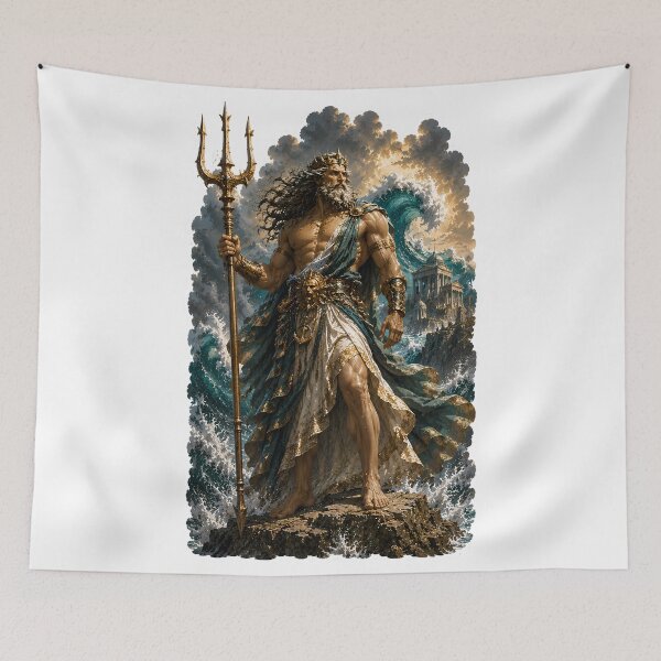 Item preview, Poseidon God of the Sea  Greek Mythology Ocean King Art designed and sold by MythwovenShop.
