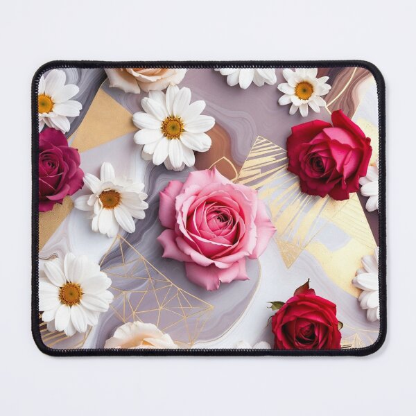 Item preview, Mixed Roses and Daisies Floral Pattern designed and sold by IntelliMindDesigns.