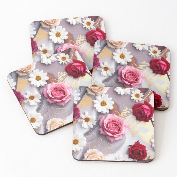 Item preview, Mixed Roses and Daisies Floral Pattern designed and sold by IntelliMindDesigns.