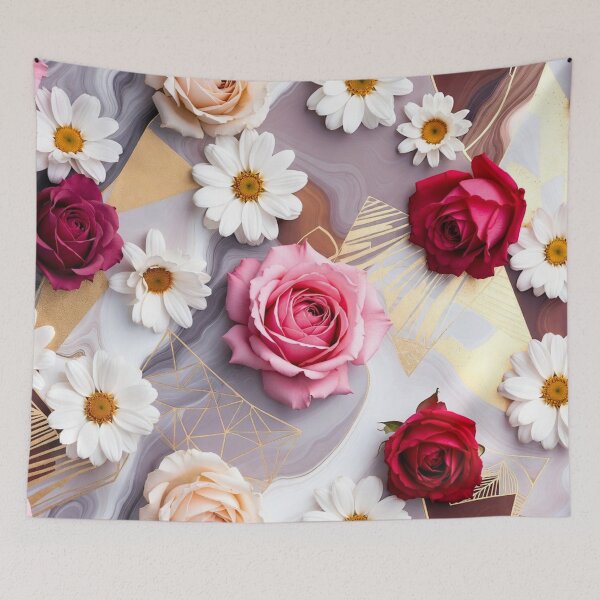 Item preview, Mixed Roses and Daisies Floral Pattern designed and sold by IntelliMindDesigns.
