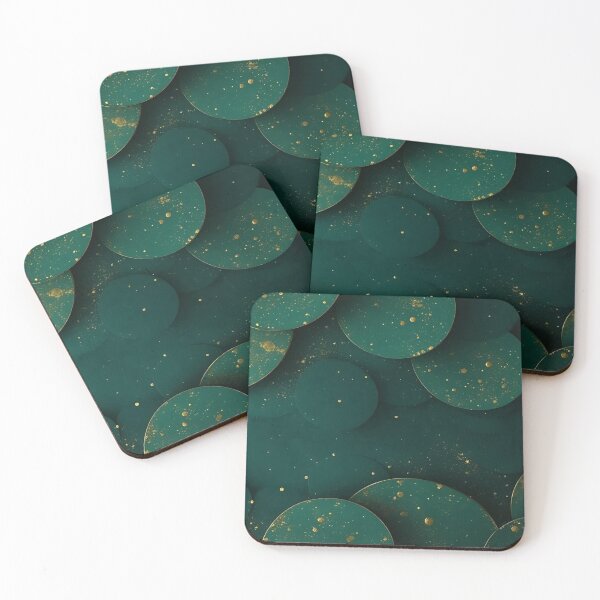 Item preview, Abstract Emerald Green Circles with Gold Dust Texture designed and sold by LYAN-STORE.