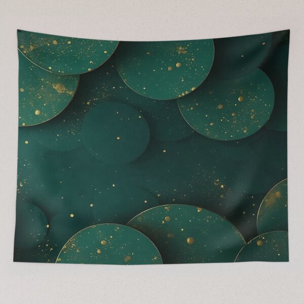 Item preview, Abstract Emerald Green Circles with Gold Dust Texture designed and sold by LYAN-STORE.