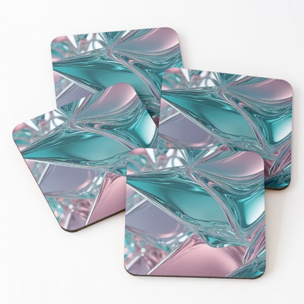 Item preview, Liquid Chrome Crystal Waves - Abstract Pink and Teal Holographic Shapes designed and sold by LYAN-STORE.