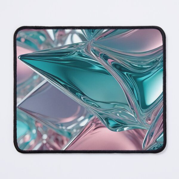 Item preview, Liquid Chrome Crystal Waves - Abstract Pink and Teal Holographic Shapes designed and sold by LYAN-STORE.