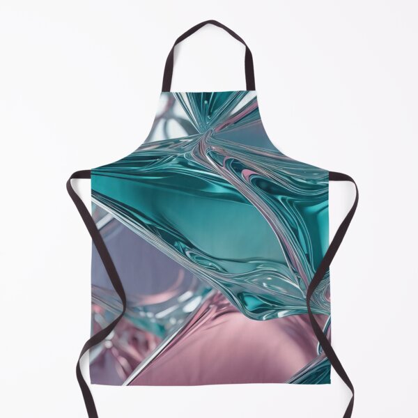 Item preview, Liquid Chrome Crystal Waves - Abstract Pink and Teal Holographic Shapes designed and sold by LYAN-STORE.