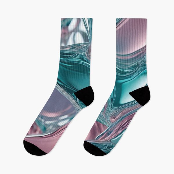 Item preview, Liquid Chrome Crystal Waves - Abstract Pink and Teal Holographic Shapes designed and sold by LYAN-STORE.