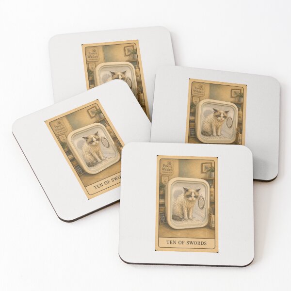Item preview, Ten of Swords Cat Tarot - Funny Wet Cat Pet Grooming Dryer Art designed and sold by Akros-.