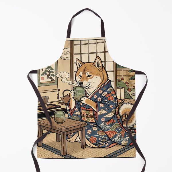 Item preview, Traditional Shiba Inu Dog in Kimono Drinking Matcha designed and sold by Hikariha Studio.