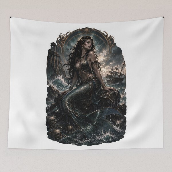 Item preview, Siren of the Dark Seas  Greek Mythology Enchantress Mermaid Art designed and sold by MythwovenShop.