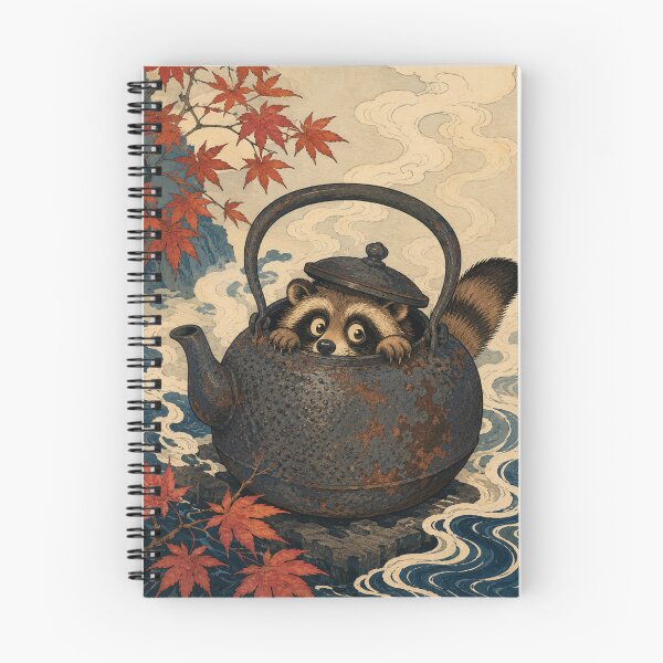 Item preview, Tea Kettle Trick- Vintage Japanese Tanuki Ukiyo-e Woodblock designed and sold by bapupa.