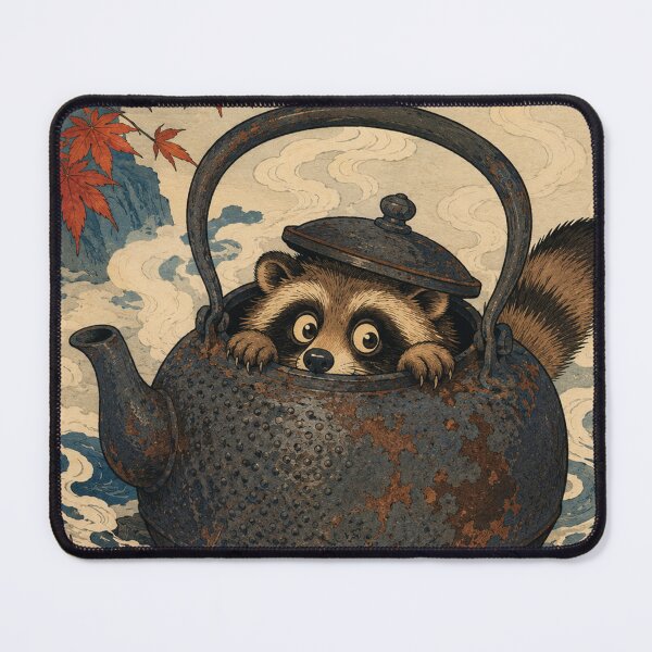 Item preview, Tea Kettle Trick- Vintage Japanese Tanuki Ukiyo-e Woodblock designed and sold by bapupa.