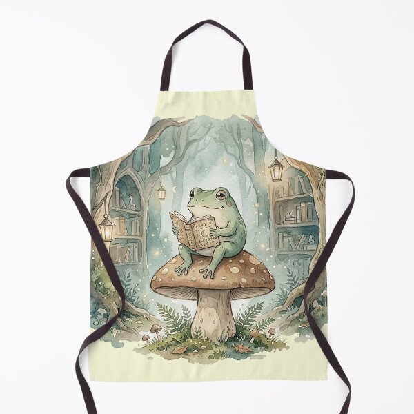 Item preview, Cozy Frog Reading a Spellbook in a Woodland Library designed and sold by GrabaHuk.