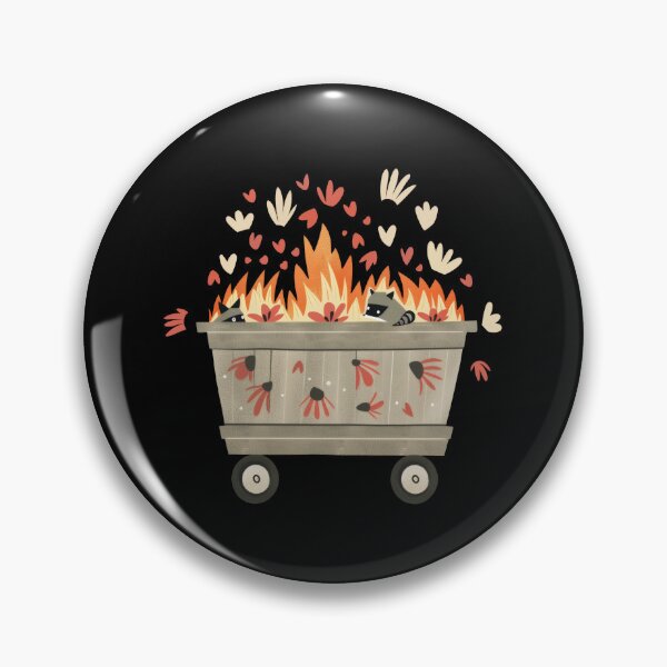 Item preview, Scandinavian Folk Art, Dumpster Fire With Raccoon designed and sold by xiao xuans.