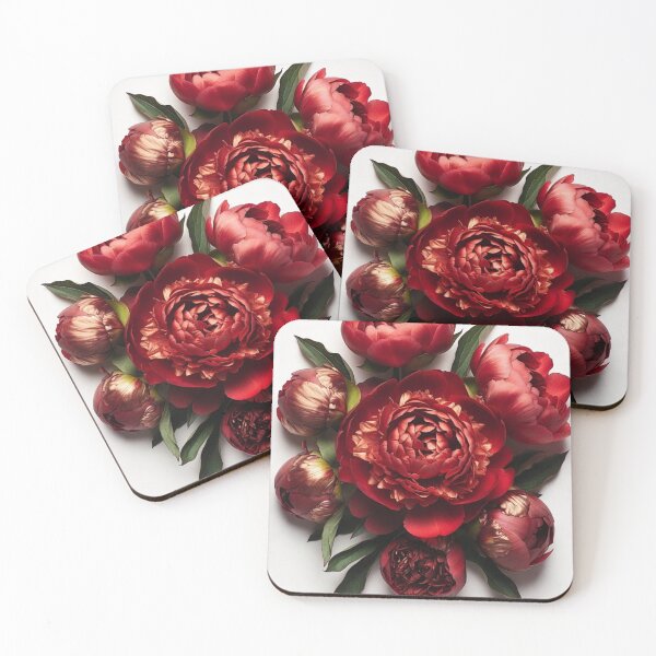 Item preview, Crimson Peony Bouquet | Elegant Red Floral Botanical Art designed and sold by GalleryPeak.