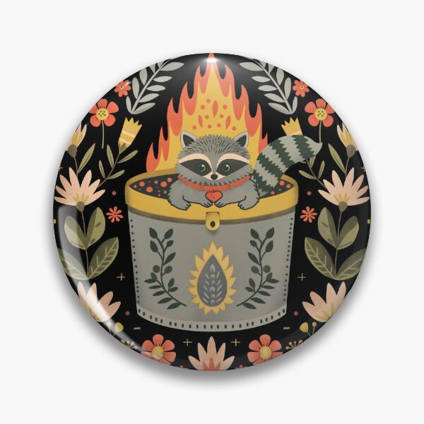Item preview, Scandinavian Folk Art, Dumpster Fire With Raccoon designed and sold by xiao xuans.