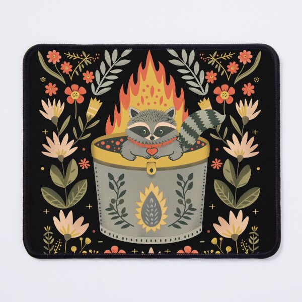 Item preview, Scandinavian Folk Art, Dumpster Fire With Raccoon designed and sold by xiao xuans.