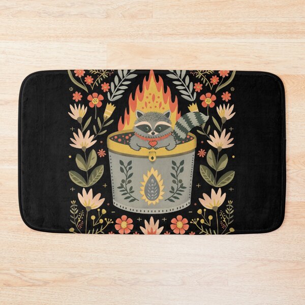 Item preview, Scandinavian Folk Art, Dumpster Fire With Raccoon designed and sold by xiao xuans.