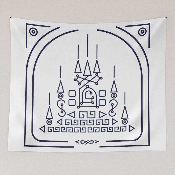 Item preview, Modern abstract geometric yantra with symmetrical totem frame designed and sold by Longsilp.