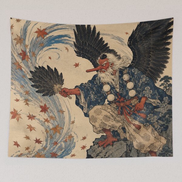 Item preview, Crow Winged Hermit - Vintage Japanese Tengu Ukiyo-e Woodblock designed and sold by bapupa.
