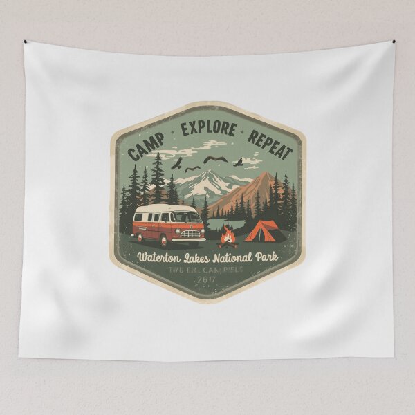 Item preview, Camp Explore Repeat Waterton Lakes National Park Camping Adventure Traveler designed and sold by Simsimah26Parks.
