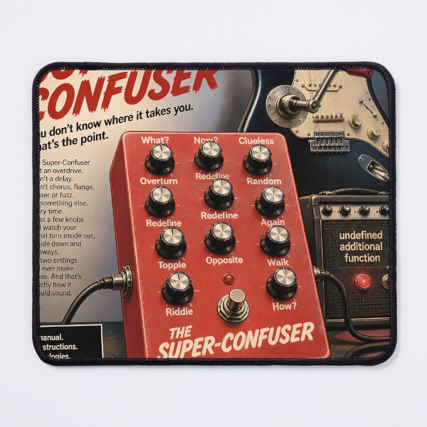 Item preview, The Super-Confuser — 12-Knob Chaos Guitar Pedal Parody designed and sold by Mantramontics.
