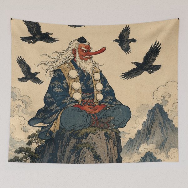 Item preview, Summit Sage - Vintage Japanese Tengu Ukiyo-e Woodblock designed and sold by bapupa.