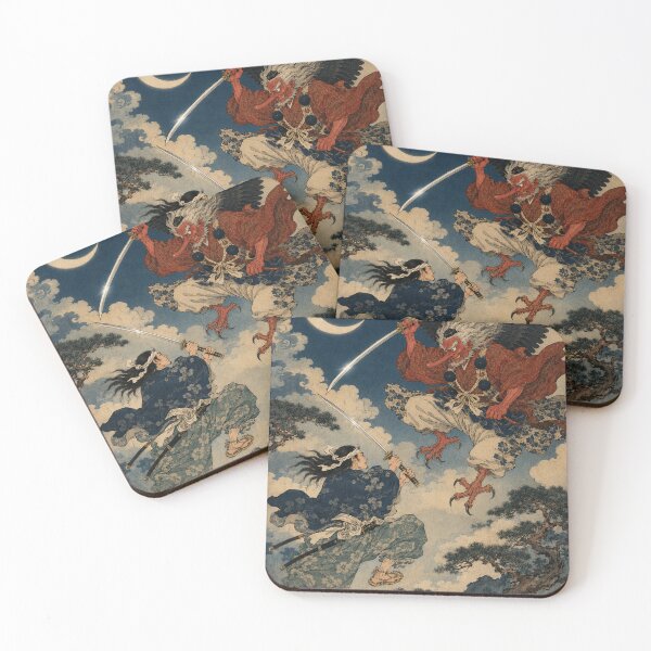 Item preview, Swordmaster Wraith - Vintage Japanese Tengu Ukiyo-e Woodblock designed and sold by bapupa.