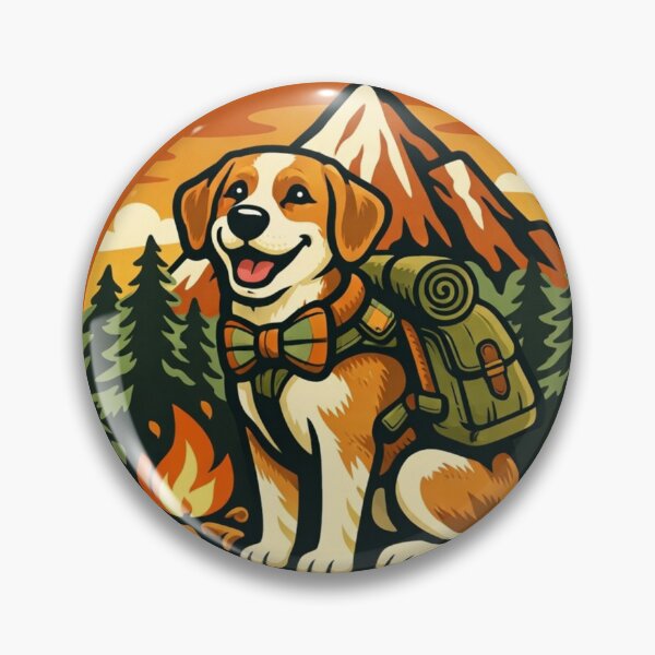 Item preview, Adventure Pup with Backpack and Mountain Patch Sticker designed and sold by Timeless Junction.