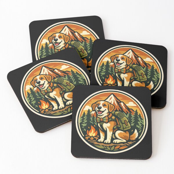 Item preview, Adventure Pup with Backpack and Mountain Patch Sticker designed and sold by Timeless Junction.