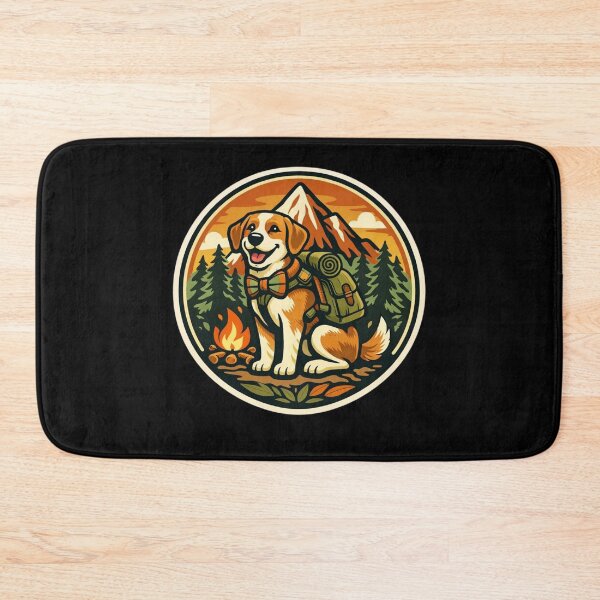Item preview, Adventure Pup with Backpack and Mountain Patch Sticker designed and sold by Timeless Junction.
