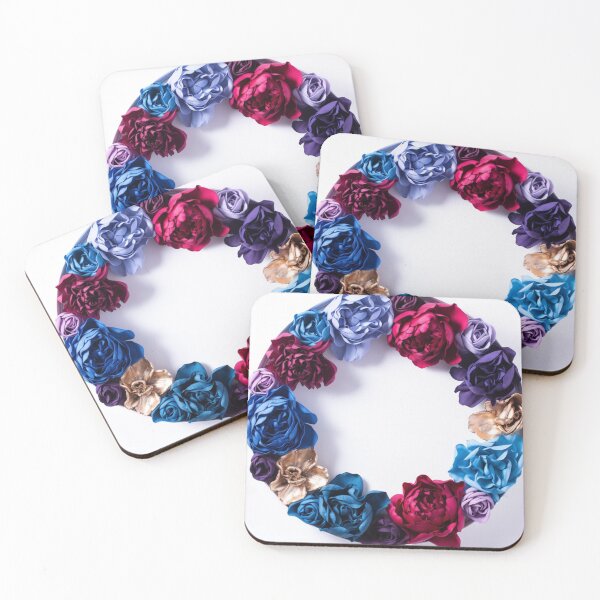 Item preview, Blue & Magenta Floral Wreath | Elegant Rose Circle Botanical Design designed and sold by GalleryPeak.