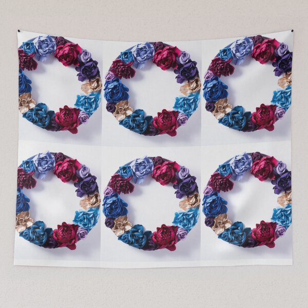 Item preview, Blue & Magenta Floral Wreath | Elegant Rose Circle Botanical Design designed and sold by GalleryPeak.
