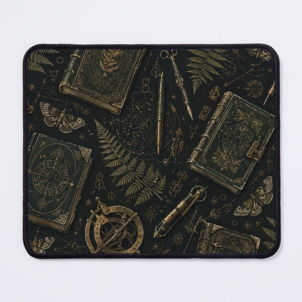 Item preview, Dark Academia Library: Antique Astrolabe & Celestial Book Pattern designed and sold by OpenDreamArts.