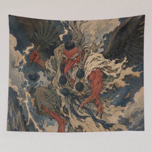 Item preview, Temple Marauder - Vintage Japanese Tengu Ukiyo-e Woodblock designed and sold by bapupa.