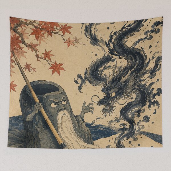 Item preview, Ink Brush Sage - Vintage Japanese Tsukumogami Ukiyo-e Woodblock designed and sold by bapupa.
