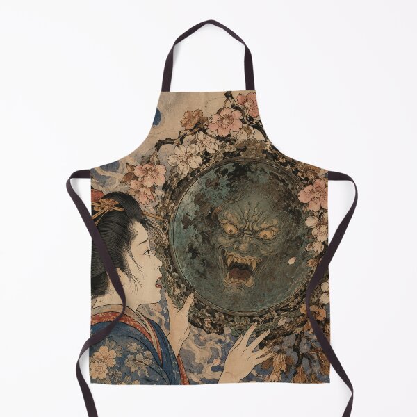 Item preview, Mirror Reflection - Vintage Japanese Tsukumogami Ukiyo-e Woodblock designed and sold by bapupa.