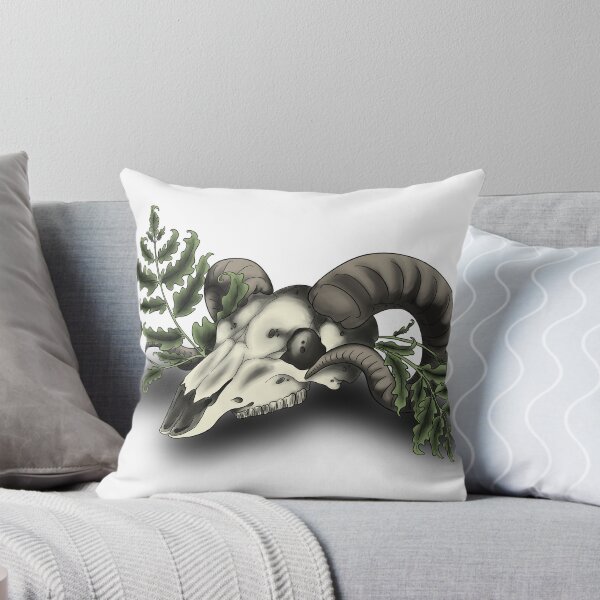 Item preview, Fern and Ram Botanical Skull Illustration designed and sold by Salty Psyche.