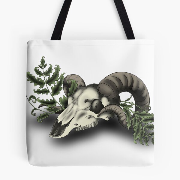 Artikelvorschau, Botanische Schädelillustration von Farn und Widder entworfen und verkauft von Salty Psyche.