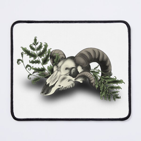 Item preview, Fern and Ram Botanical Skull Illustration designed and sold by Salty Psyche.