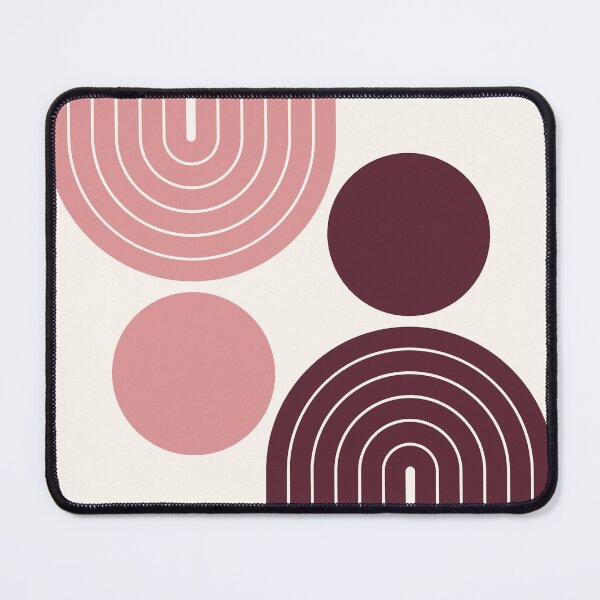 Item preview, Mid Century Modern Geometric Rainbow Arch Blush Pink and Burgundy Red designed and sold by nineFlorals.