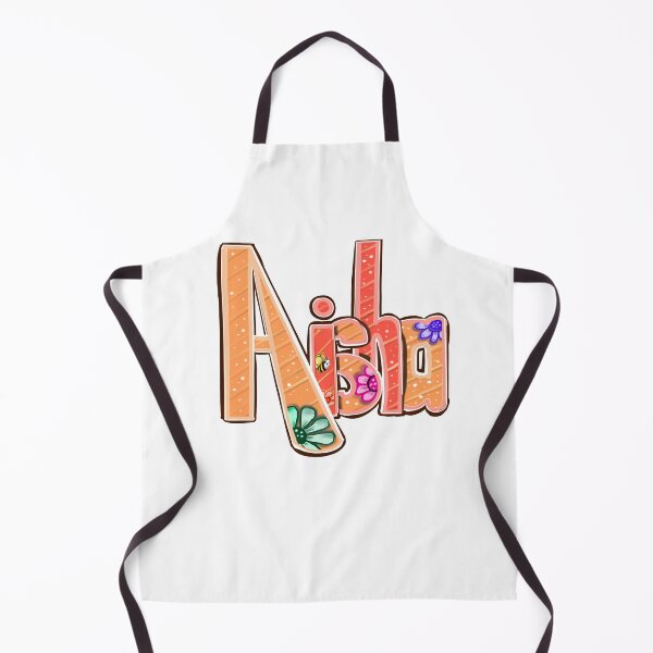 Item preview, Aisha popular girls name woman women’s first name in orange with flowers and bee  calligraphy Aisha designed and sold by Artonmytee.