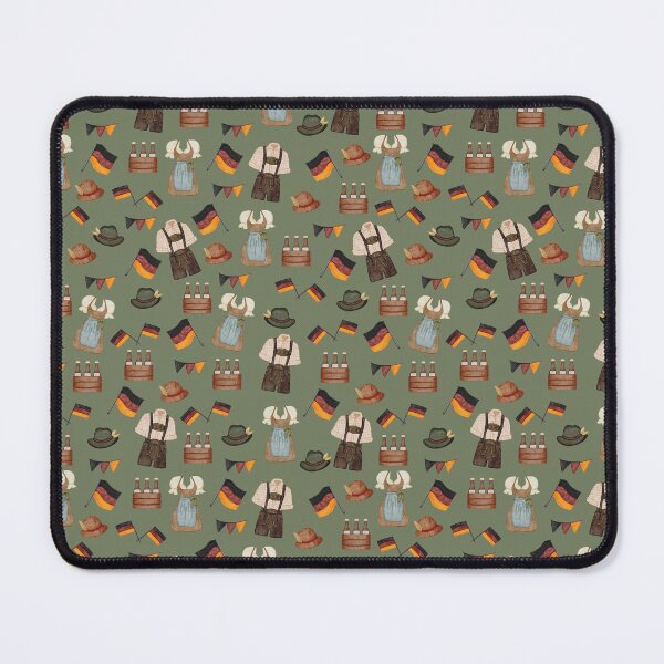 Item preview, Watercolor German Flag and Costumes Dark Green Oktoberfest Pattern designed and sold by svitlaarty.