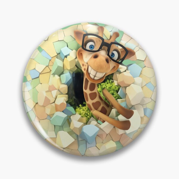 Item preview, Cartoon Giraffe with Glasses in Colorful Mosaic Background designed and sold by Artdrop62.