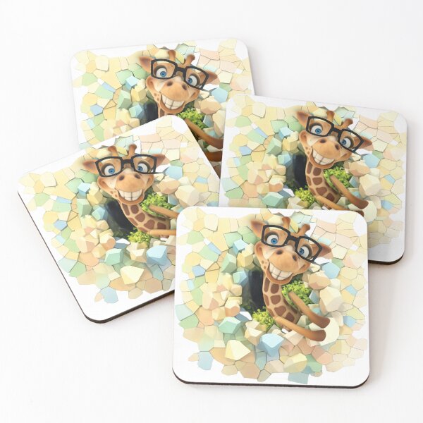 Item preview, Cartoon Giraffe with Glasses in Colorful Mosaic Background designed and sold by Artdrop62.