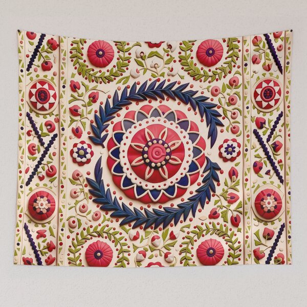 Item preview, Samarkand Suzani Uzbekistan Embroidery Print designed and sold by Vicky Brago-Mitchell®.